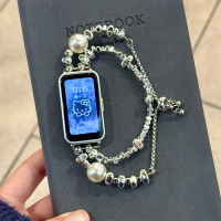 适用oppo手环2表带金属四叶草智能OPPO手环1代皮质拼接替换腕带3139B