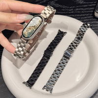 适用oppo手环2表带金属四叶草智能OPPO手环1代皮质拼接替换腕带3139B