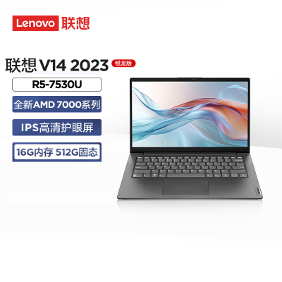 联想(Lenovo) 扬天V14 14英寸笔记本电脑(R5-7530U 16G 512GSSD 高清护眼屏 Win11)灰色 不含票