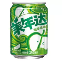 美年达青苹果味汽水罐装330mL