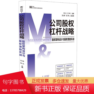 2024新书 公司股权杠杆战略: 股权架构设计与股权激励实战 M&L企业管理与法律实用系列 陈元 王坤 主编 中国法治出