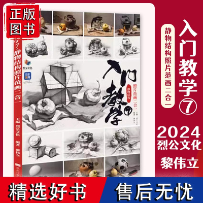 入门教学7静物结构照片范画二合一 2024烈公文化黎伟立单体组合素描几何体静物临摹范本画册美术高考联考教材教程书籍