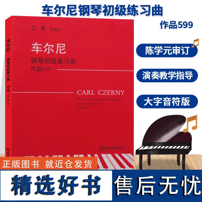 新版 车尔尼钢琴初级练习曲 作品599 江晨大字版大音符钢琴初步教程幼儿童成人钢琴实用教学版正版初学者入门自学钢琴基础音