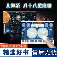 北斗地图)高清2张儿童版太阳系+八十八星座图学生专用2024新版地图墙贴大尺寸挂画小学生书房地理知识挂图客厅背景墙大地图