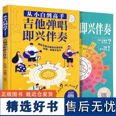 全套2册 从小白到高手 吉他弹唱即兴伴奏 流行歌曲吉他伴奏基础入门教材教程曲谱曲集书 湖南文艺 吉流行歌曲吉他弹唱教程书