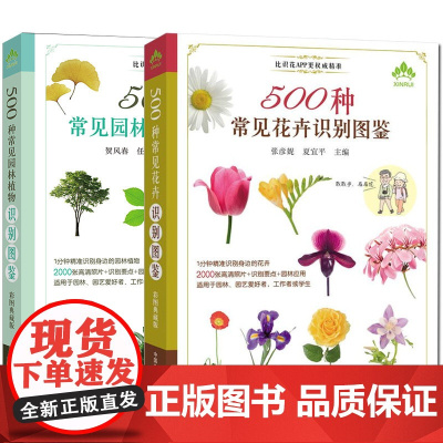 2册 500种常见花卉识别图鉴+500种常见园林植物识别图鉴 彩图版快速原植物花草树木鉴别速查图册花艺教程正版养花书