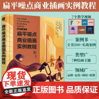 扁平噪点商业插画实例教程 毛赵扁平风噪点插画设计教程商业插画绘制技法与应用解析平面设计师插画师互联网扁平风格插画设计书