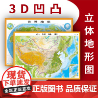 新版[买就送赠品]精雕版立体地形图中国地形图世界地形图 精雕版3d凹凸挂图学生学习装饰76cmX56cm 家庭办公教学用