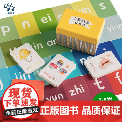 小象拼音aoe汉字盒装拼音卡片66张 3-4-5-6周岁幼儿童早教启蒙认知卡片 幼儿园小中大班宝宝幼小衔接学前班教材 小