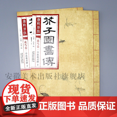2本康熙原版芥子园画传花鸟卷 草虫花卉谱上下册 彩色版芥子园画谱成人自学国画花鸟花卉临摹本范画大学美术国画教材书