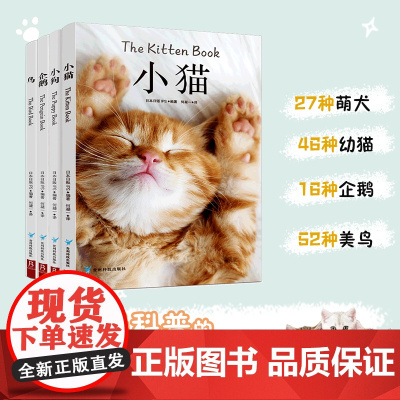 [正版书籍]治愈系科普图鉴:小猫,小狗,企鹅,鸟(套装全4册)