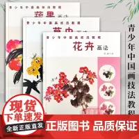 全3册 青少年中国画技法教程 国画基础入门蔬果画法草虫画法花卉画法国画水墨画写意画法步骤教程成人学生初学者入门教材 安徽