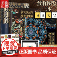 中国纹样3册敦煌经典纹样图鉴+中国经典纹样图鉴+故宫经典纹样图鉴中国传统图案黑白装饰画教程设计色彩方案中国传统纹样素材全