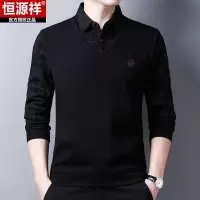 恒源祥春秋季男士长袖t恤假两件衬衫领卫衣中年翻领薄款商务上衣