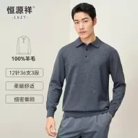 恒源祥羊毛衫男2024秋季新款纯羊毛针织衫时尚翻领男士纯色毛衣