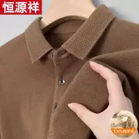 恒源祥2024秋冬季新款纯羊毛衫男中年爸爸加厚毛衣翻领针织POLO衫