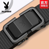 花花公子皮带男士无牙自动扣高档潮帆布年轻人2024新款编织裤腰带