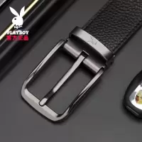 花花公子皮带男纯牛皮青年休闲针扣腰带男真皮商务年轻人裤带正品