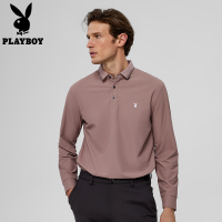 [菠萝纹]花花公子高级长袖POLO衫男士款透气翻领中年爸爸装上衣