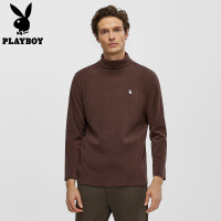 花花公子重磅德绒长袖T恤男保暖内搭打底衫简约微弹高领上衣春季