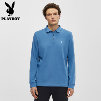 [含羊毛]花花公子男士polo长袖T恤衫商务休闲爸爸装2025年新款