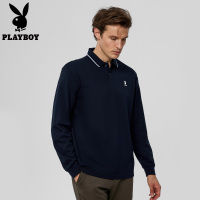 [高端保暖]花花公子长袖POLO衫男款商务休闲翻领打底衫春季