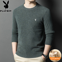 花花公子2024秋冬新款纯羊毛衫男圆领纯色加厚毛衣针织打底衫