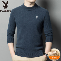花花公子秋冬季半高领纯羊毛衫男中年爸爸加厚毛衣针织打底衫