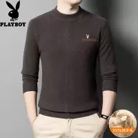 花花公子2024秋冬季纯羊毛衫男中年爸爸装加厚毛衣针织打底衫