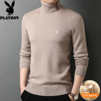 花花公子2024冬季新款纯羊毛衫男高领加厚保暖毛衣针织打底衫