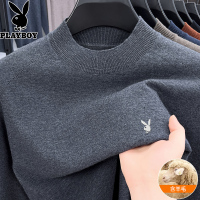 花花公子2024秋冬季新款半高领羊毛衫男爸爸装保暖毛衣针织打底衫