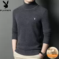 花花公子2024秋冬新款纯羊毛衫男高领加厚纯色毛衣针织打底衫