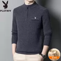 花花公子秋冬季新款加厚毛衣男半高领中年爸爸装含羊毛针织打底衫