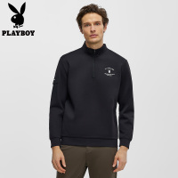 花花公子经典黑白色立领卫衣男款百搭休闲半拉链长袖上衣官方正品