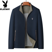 花花公子2024春秋季新款立领夹克外套男中年爸爸装商务休闲茄克衫
