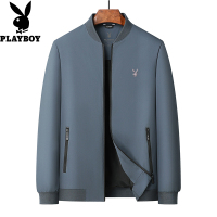 花花公子2024春秋新款棒球领夹克外套男中年爸爸装商务休闲茄克衫