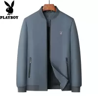 花花公子2024春秋新款棒球领夹克外套男中年爸爸装商务休闲茄克衫