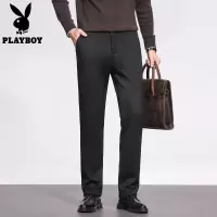 [440克厚款]花花公子春季加厚加绒黑色西裤男款轻商务休闲长裤