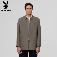 [高端轻便]花花公子男士休闲风衣外套防风保暖宽松正肩上衣