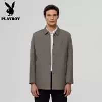 [高端轻便]花花公子男士休闲风衣外套防风保暖宽松正肩上衣