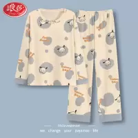 浪莎睡衣女士春秋款2025新款纯棉长袖可外穿秋冬季卡通家居服套装