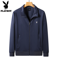 [净色平纹]花花公子针织夹克外套男士宽松百搭休闲运动外套春季