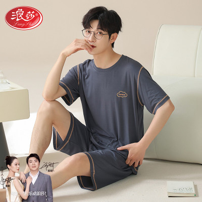 睡衣男夏季莫代尔2025新款短袖短裤薄款青少年可外穿加大码家居服