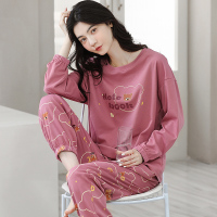 浪莎纯棉睡衣女春秋冬季长袖束脚卡通全棉休闲家居服外穿套装