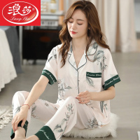 浪莎冰丝睡衣女2024年新款夏季薄款短袖高级感家居服套装