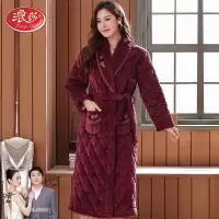 睡袍女冬季2025新款三层加厚夹棉睡衣珊瑚绒中长款浴袍保暖可外穿