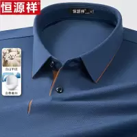 恒源祥2025春秋季含山羊绒长袖t恤男翻领中老年爸爸装商务polo衫