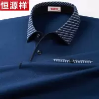 恒源祥长袖T恤男翻领商务休闲宽松打底衫中老年爸爸装春秋季上衣