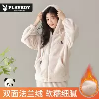 花花公子珊瑚绒睡衣女士秋冬保暖家居服套装加绒加厚外穿2025新款