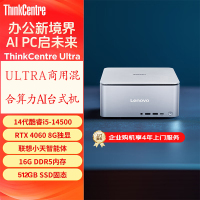 联想Thinkpad ThinkCentre Ultra Al元启 AIPC 专业设计迷你台式电脑主机 定制(酷睿14代i5-14500 RTX4060 16G 2TB SSD)